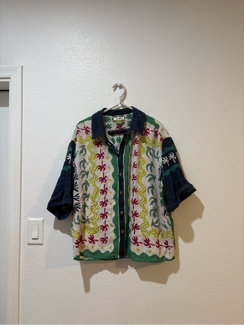 Celandine S Anthropologie Patterned Short-Sleeve Button-Down Shirt -